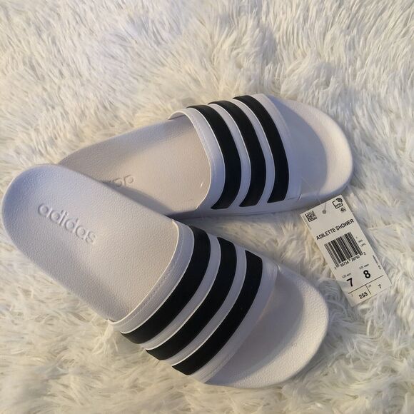 New ADIDAS Size 7 Men’s Adilette Shower White Slides - Picture 1 of 3